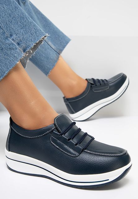 Mocasini de piele naturala Kewanna V1 Navy de dama online