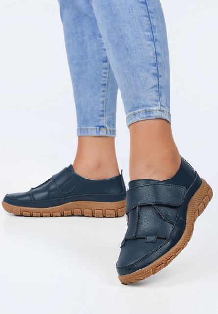 Mocasini de piele naturala Rosana Navy de dama online