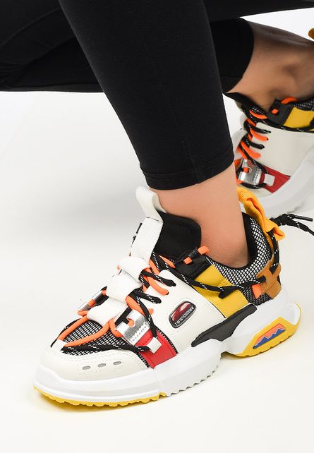 Sneakers fresh de fete comozi si usori de oras Cosenza V4 Multicolor cu siret orange