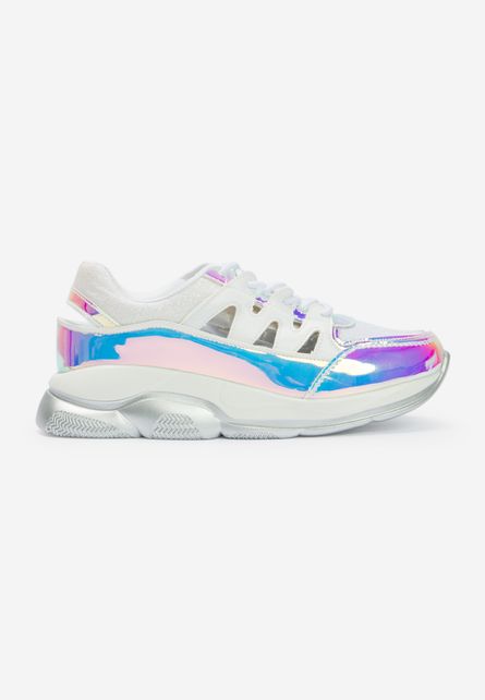 Sneakers frumosi de fete Edisa Albi cu albastru pentru trening sau colanti