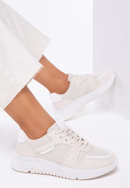 Sneakers fresh in tendinte model Gentle Bej de dama cu sireturi