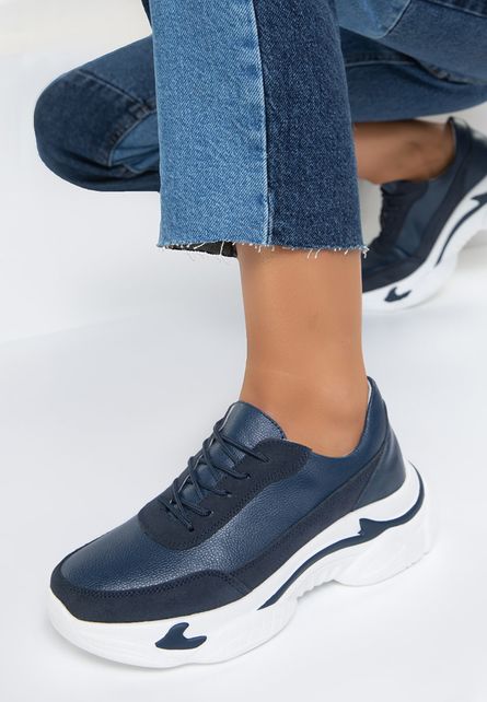 Sneakers de dama bleumarin la moda Leucosia V2 Navy pentru tinute casual