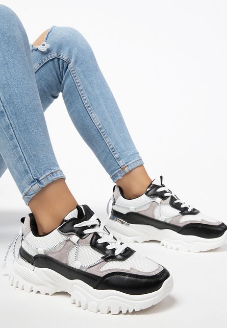 Sneakers de scoala inalti de fete Phalesia Negri pentru trening sau jeansi cool