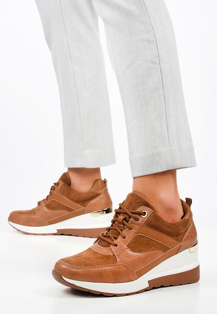 Sneakers cu platforma Aralania Camel de dama online