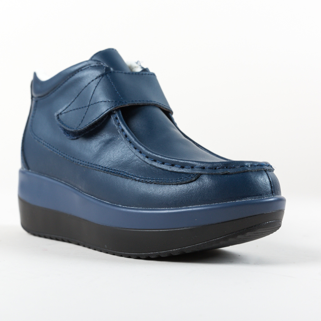 Pantofi imblaniti de iarna bleumarin casual de piele naturala Jistry